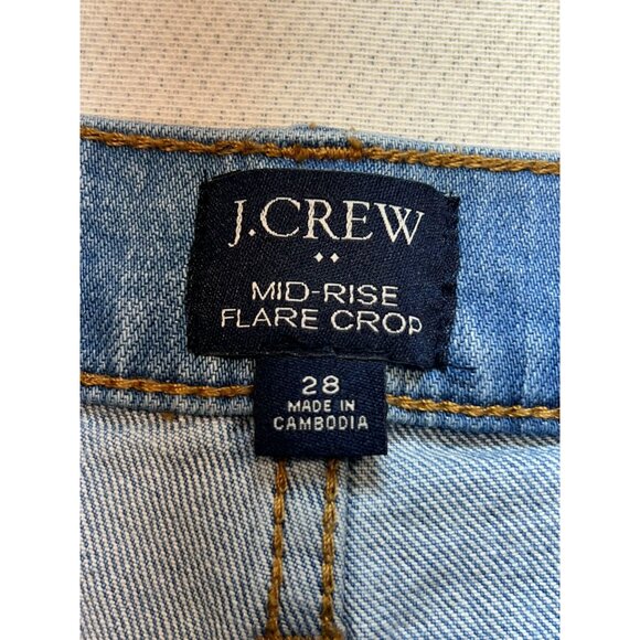 J.Crew Women's Flare Crop Jeans Mid Rise Stretch Denim Size 28 Blue Light Wash - Picture 3 of 10